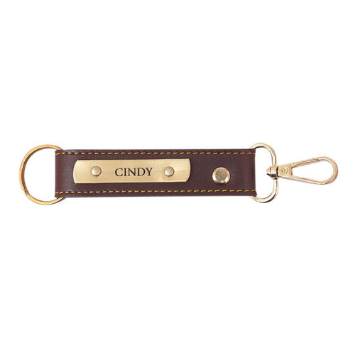 Personalized Keychain With Charms - Brown - Uncommongifts.in